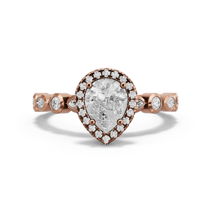 Image for Pear Pave Halo Ring with Alternating Marquise band in 18K Rose Gold
