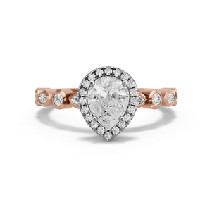 Image for Pear Pave Halo Ring with Alternating Marquise band