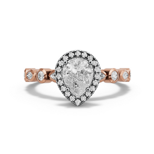 Image for Pear Pave Halo Ring with Alternating Marquise band in 18K Two Tone Rose Gold
