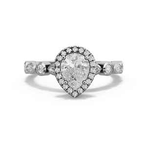 Image for Pear Pave Halo Ring with Alternating Marquise band