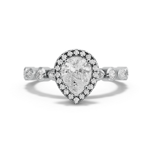 Image for Pear Pave Halo Ring with Alternating Marquise band in 14K White Gold