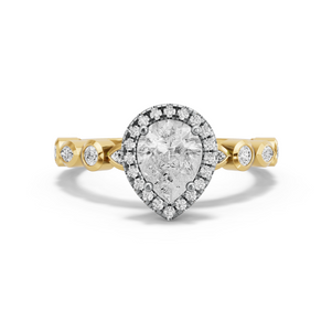 Image for Pear Pave Halo Ring with Alternating Marquise band