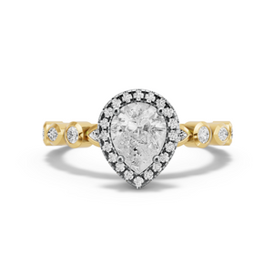 Image for Pear Pave Halo Ring with Alternating Marquise band in 18K Two Tone Yellow Gold