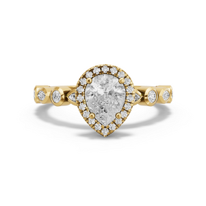 Image for Pear Pave Halo Ring with Alternating Marquise band