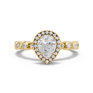 Image for Pear Pave Halo Ring with Alternating Marquise band in 14K Yellow Gold