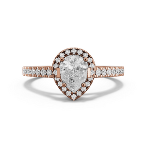 Image for Pear Pave Halo Ring with Cathedral Pave band in 14K Rose Gold