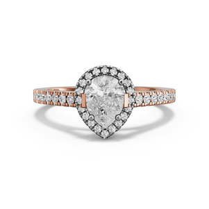 Image for Pear Pave Halo Ring with Cathedral Pave band