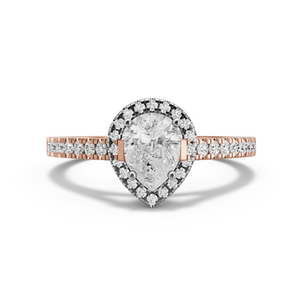 Image for Pear Pave Halo Ring with Cathedral Pave band in 18K Two Tone Rose Gold