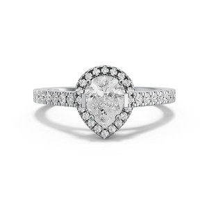 Image for Pear Pave Halo Ring with Cathedral Pave band