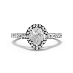 Image for Pear Pave Halo Ring with Cathedral Pave band in 950 Platinum