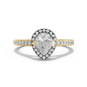 Image for Pear Pave Halo Ring with Cathedral Pave band in 18K Two Tone Yellow Gold