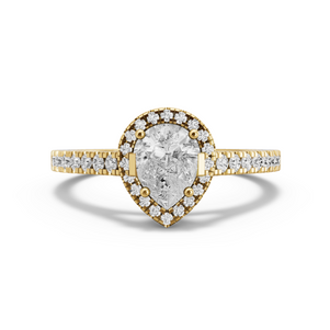 Image for Pear Pave Halo Ring with Cathedral Pave band in 14K Yellow Gold