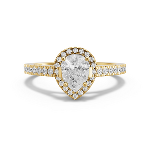 Image for Pear Pave Halo Ring with Cathedral Pave band