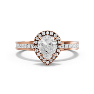 Image for Pear Pave Halo Ring with Channel band in 14K Rose Gold