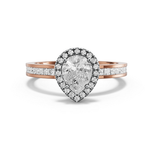Image for Pear Pave Halo Ring with Channel band