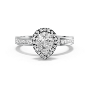 Image for Pear Pave Halo Ring with Channel band