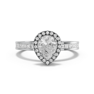 Image for Pear Pave Halo Ring with Channel band in 950 Platinum