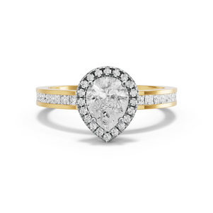 Image for Pear Pave Halo Ring with Channel band