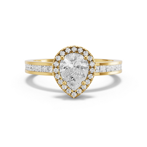 Image for Pear Pave Halo Ring with Channel band