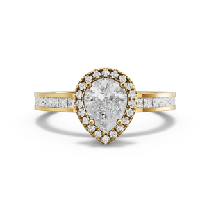 Image for Pear Pave Halo Ring with Channel band in 10K Yellow Gold