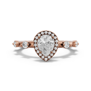 Image for Pear Pave Halo Ring with Floating Station band in 14K Rose Gold
