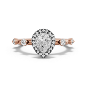 Image for Pear Pave Halo Ring with Floating Station band in 18K Two Tone Rose Gold