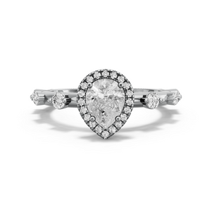 Image for Pear Pave Halo Ring with Floating Station band