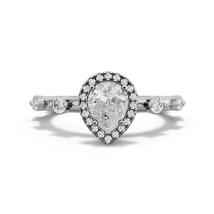 Image for Pear Pave Halo Ring with Floating Station band in 14K White Gold
