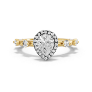 Image for Pear Pave Halo Ring with Floating Station band