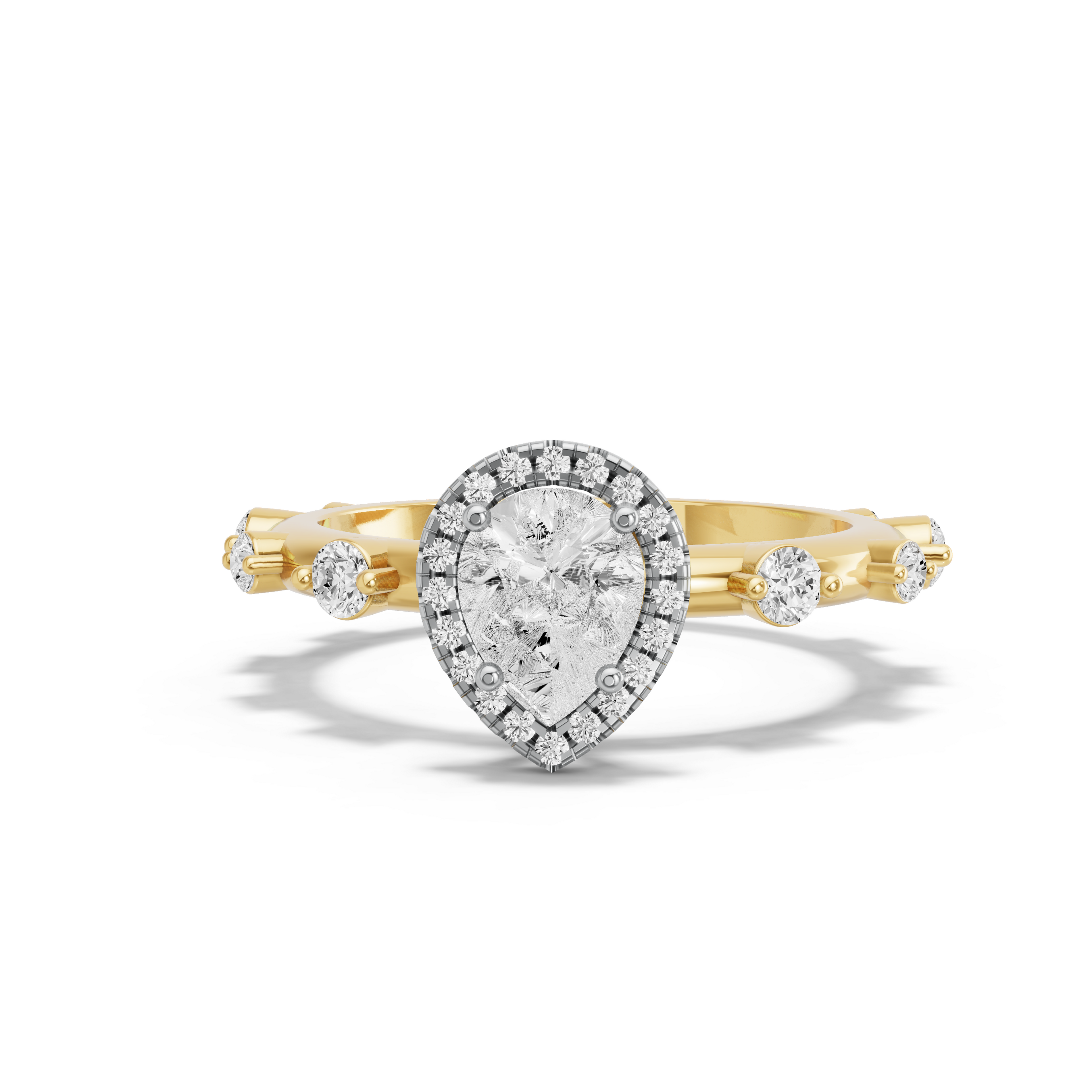 Image for pear-pave-halo-ring-with-floating-station-band-in-18k-two-tone-yellow-gold