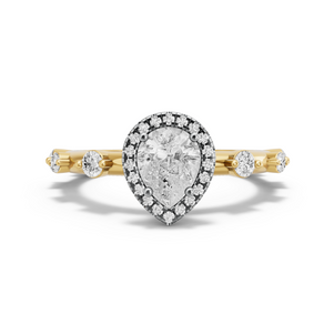 Image for Pear Pave Halo Ring with Floating Station band in 14K Two Tone Yellow Gold