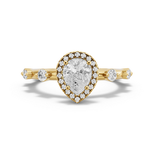 Image for Pear Pave Halo Ring with Floating Station band in 18K Yellow Gold