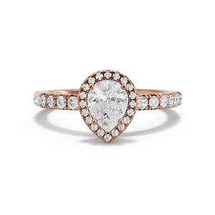 Image for Pear Pave Halo Ring with French Pave band
