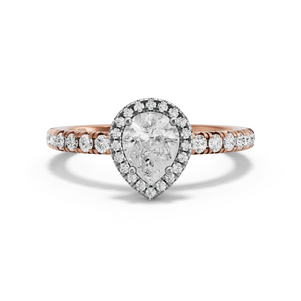 Image for Pear Pave Halo Ring with French Pave band