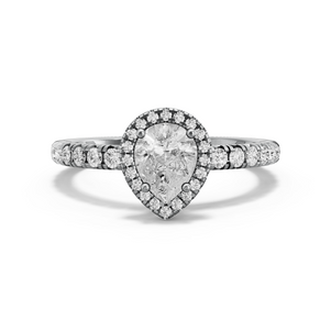 Image for Pear Pave Halo Ring with French Pave band