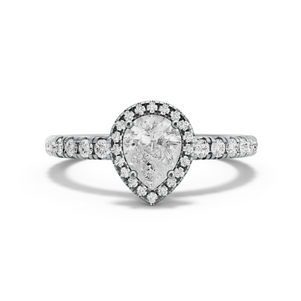 Image for Pear Pave Halo Ring with French Pave band in 950 Platinum