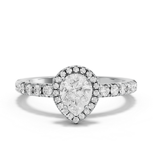 Image for Pear Pave Halo Ring with French Pave band