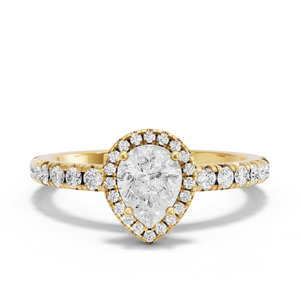 Image for Pear Pave Halo Ring with French Pave band