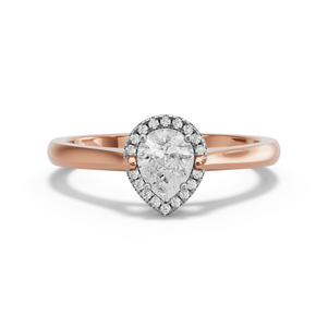 Image for Pear Pave Halo Ring with Knife Edge Cathedral band