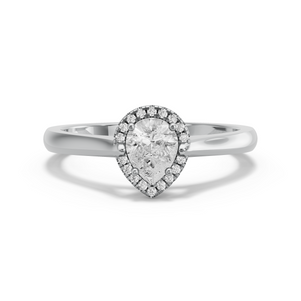 Image for Pear Pave Halo Ring with Knife Edge Cathedral band