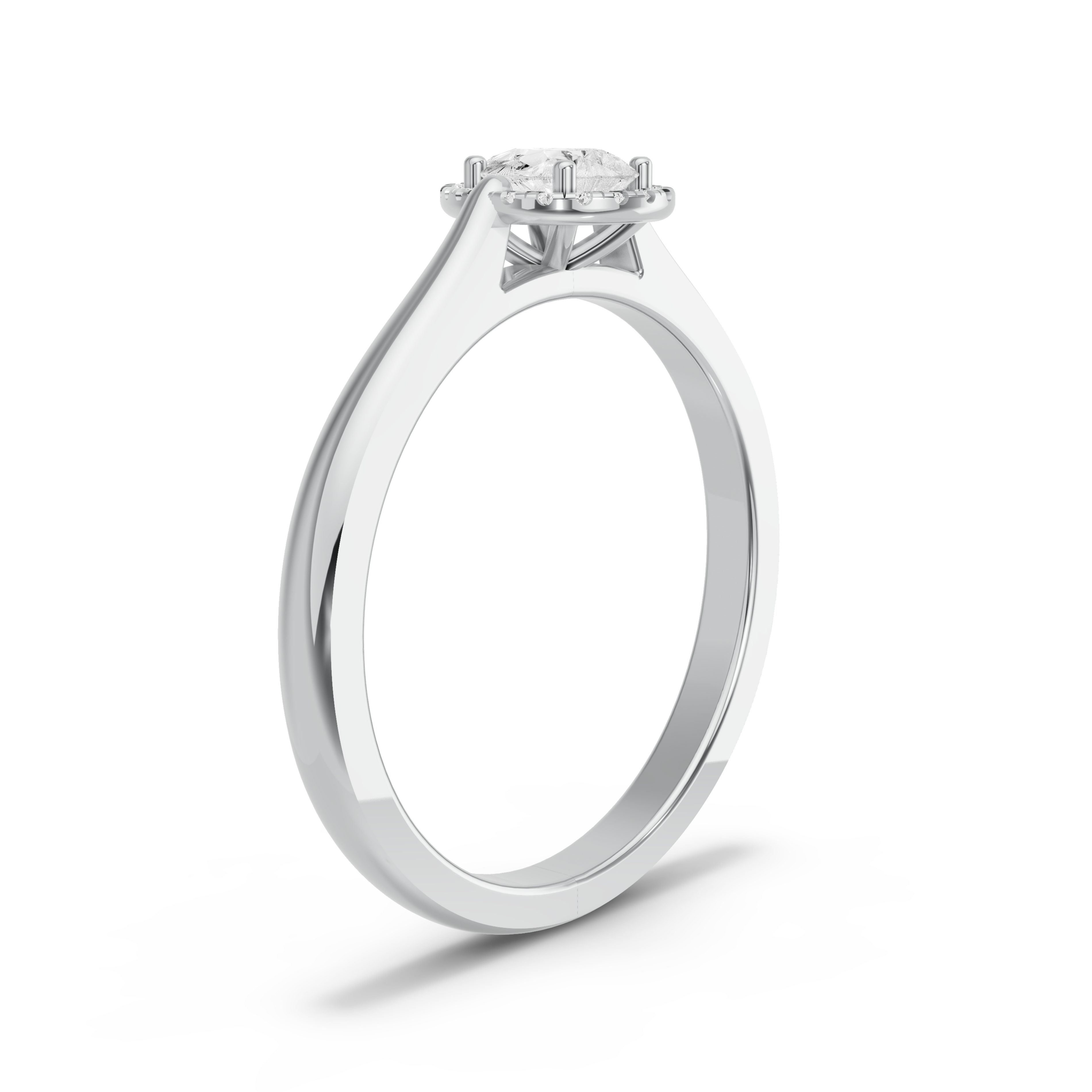 Image for Pear Pave Halo Ring with Knife Edge Cathedral band