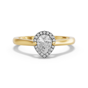 Image for Pear Pave Halo Ring with Knife Edge Cathedral band
