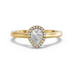 Image for Pear Pave Halo Ring with Knife Edge Cathedral band