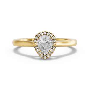 Image for Pear Pave Halo Ring with Knife Edge Cathedral band in 14K Yellow Gold