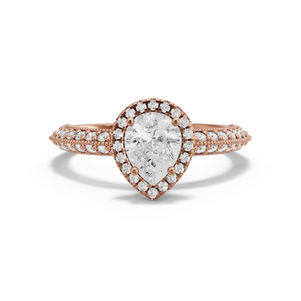 Image for Pear Pave Halo Ring with Knife Edge Pave band