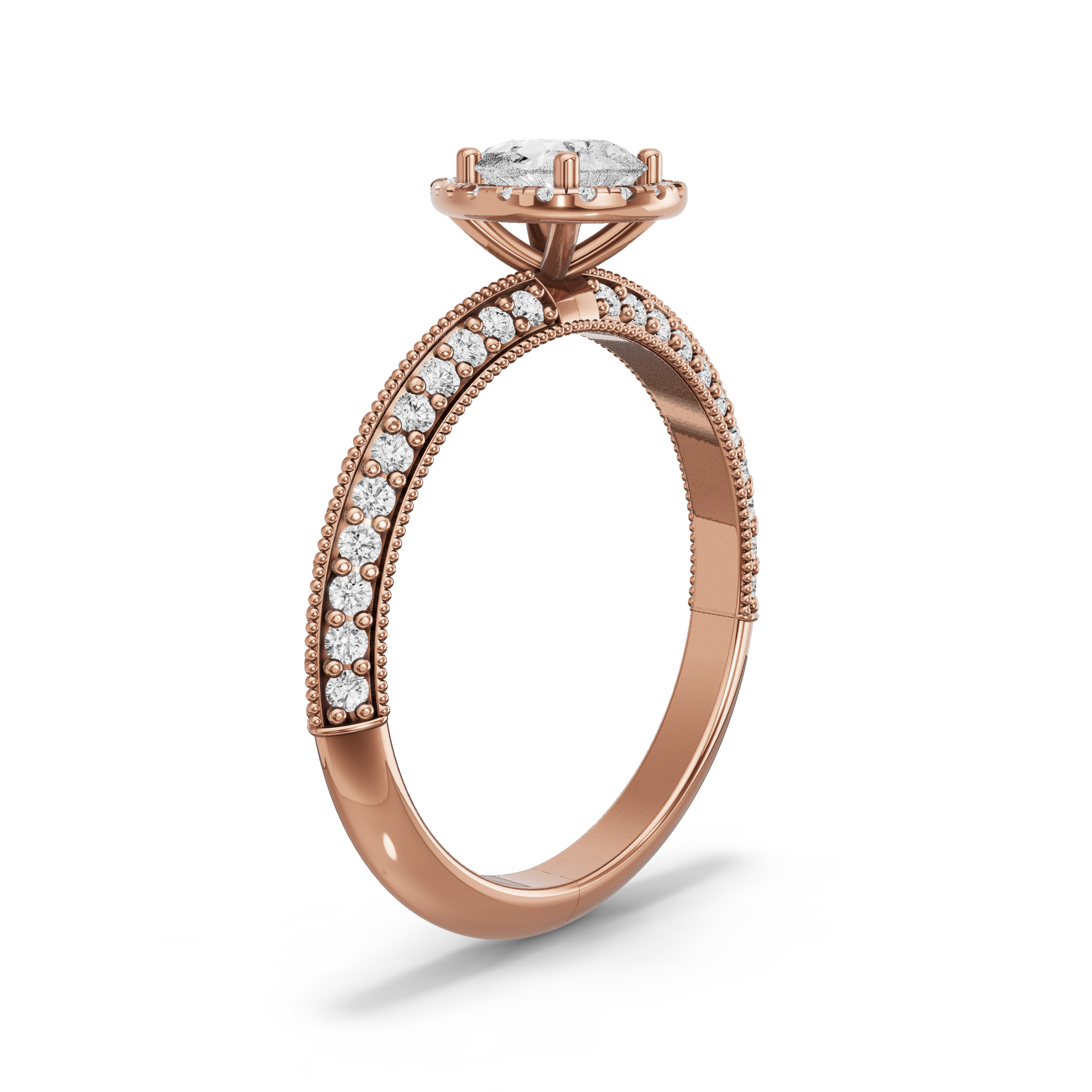 Image for Pear Pave Halo Ring with Knife Edge Pave band
