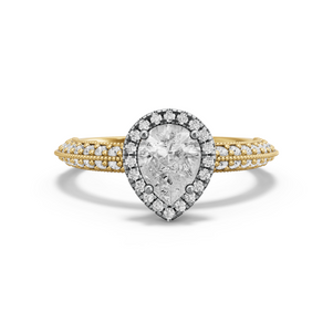 Image for Pear Pave Halo Ring with Knife Edge Pave band