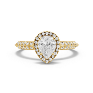 Image for Pear Pave Halo Ring with Knife Edge Pave band in 14K Yellow Gold