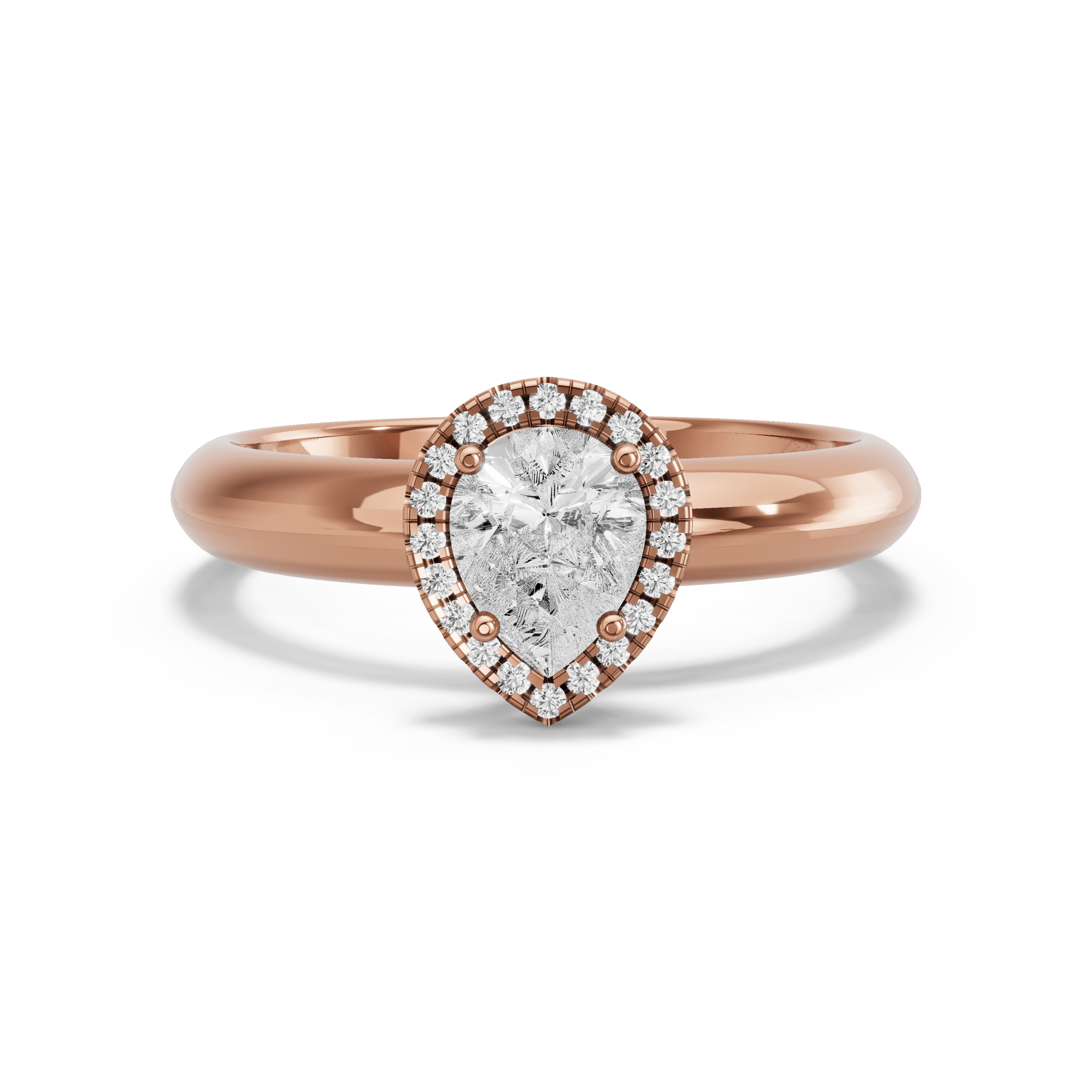 Image for Pear Pave Halo Ring with Knife Edge Solitaire band
