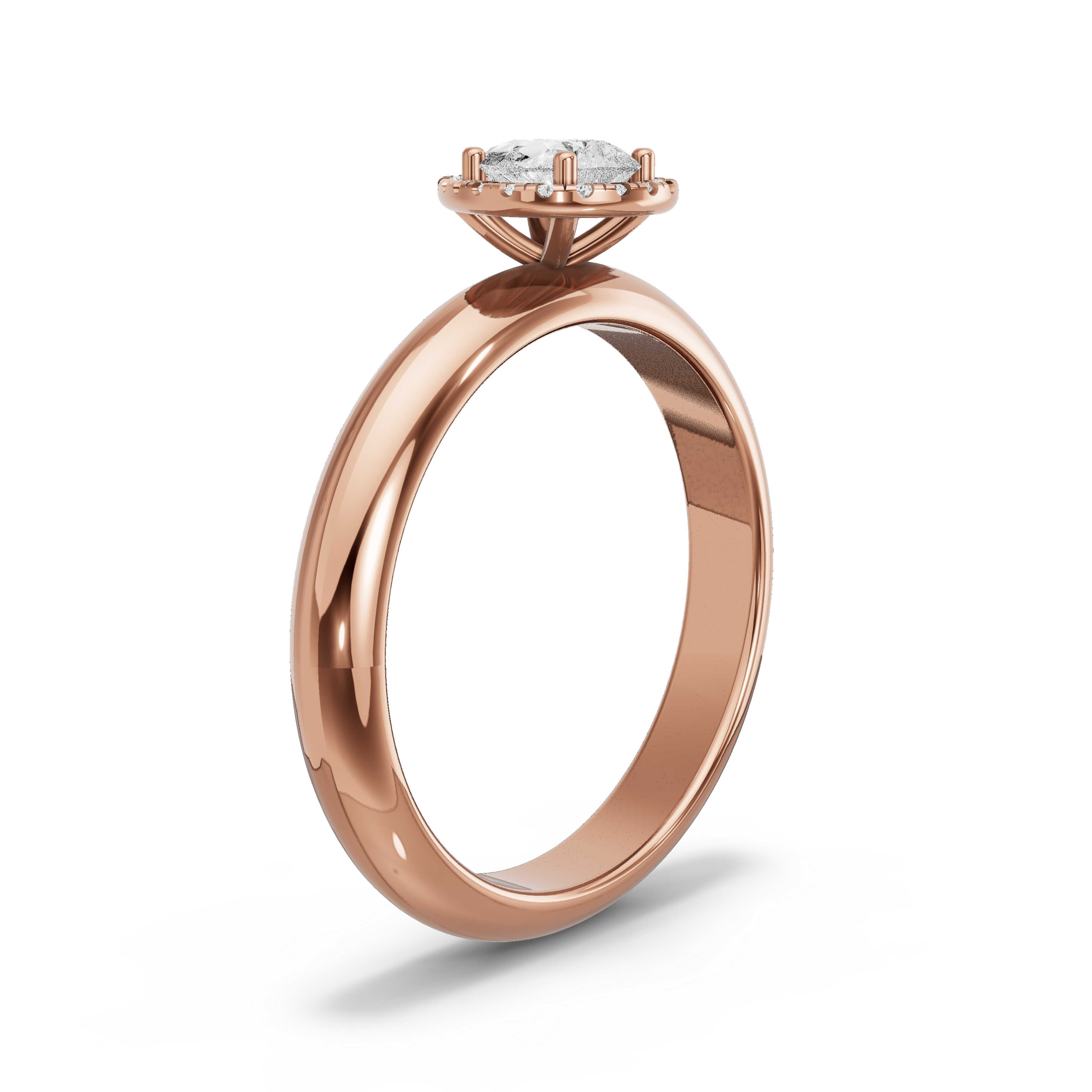 Image for Pear Pave Halo Ring with Knife Edge Solitaire band